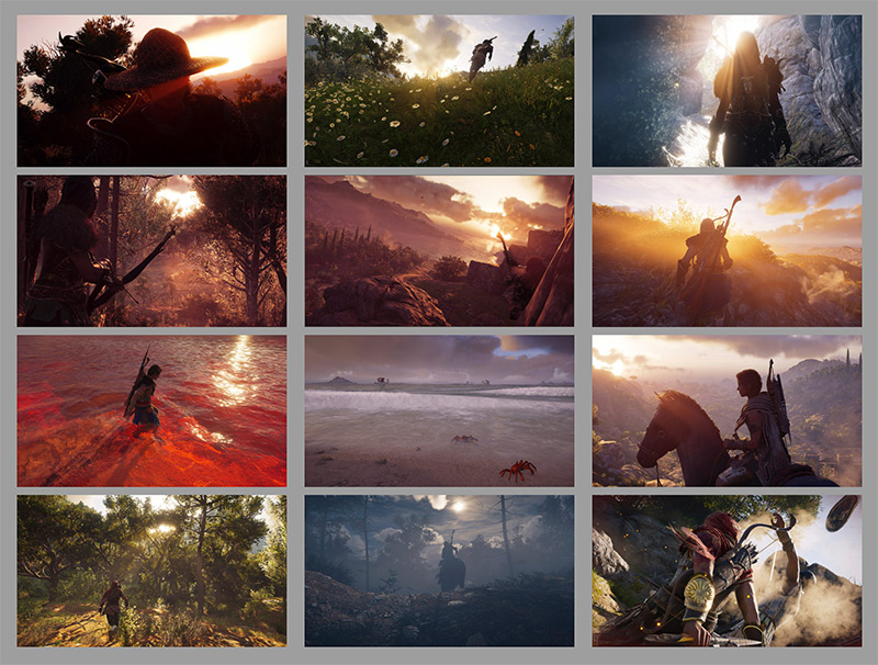 A selection of screenshots from Assassin’s Creed Odyssey.