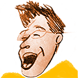 A drawing of Hypertexthero laughing, in cartoon style.