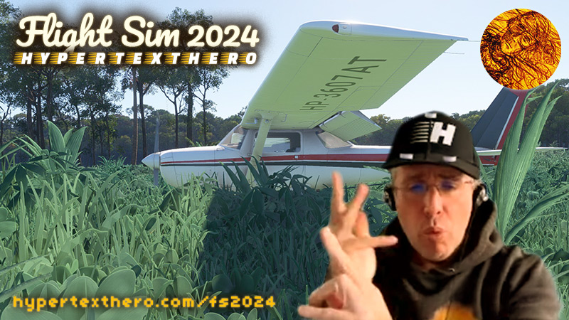 A screenshot of Microsoft Flight Simulator 2024 linked to the HyperTextHero Flight Simulator 2024 YouTube playlist.