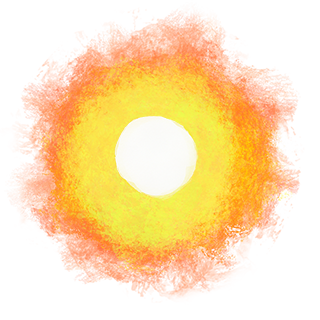 The Hypertexthero painted sun logo.