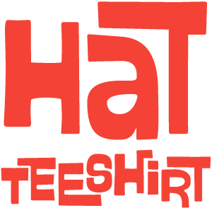 The words “hat” and “teeshirt” in funky typography.